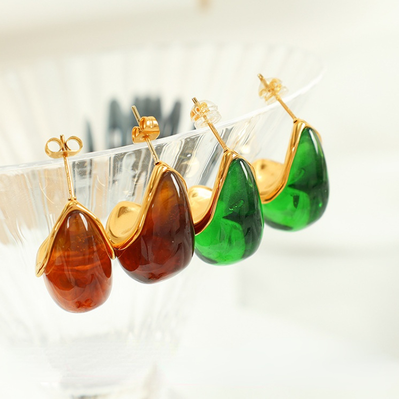 1 Pair Simple Series Retro Droplet Stainless Steel 18K Gold Plated Women Drop Earrings Picture5
