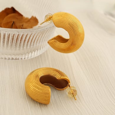 1 Pair Simple Series Simple Geometric Stainless Steel 18K Gold Plated Women Hoop Earrings h5 Picture7