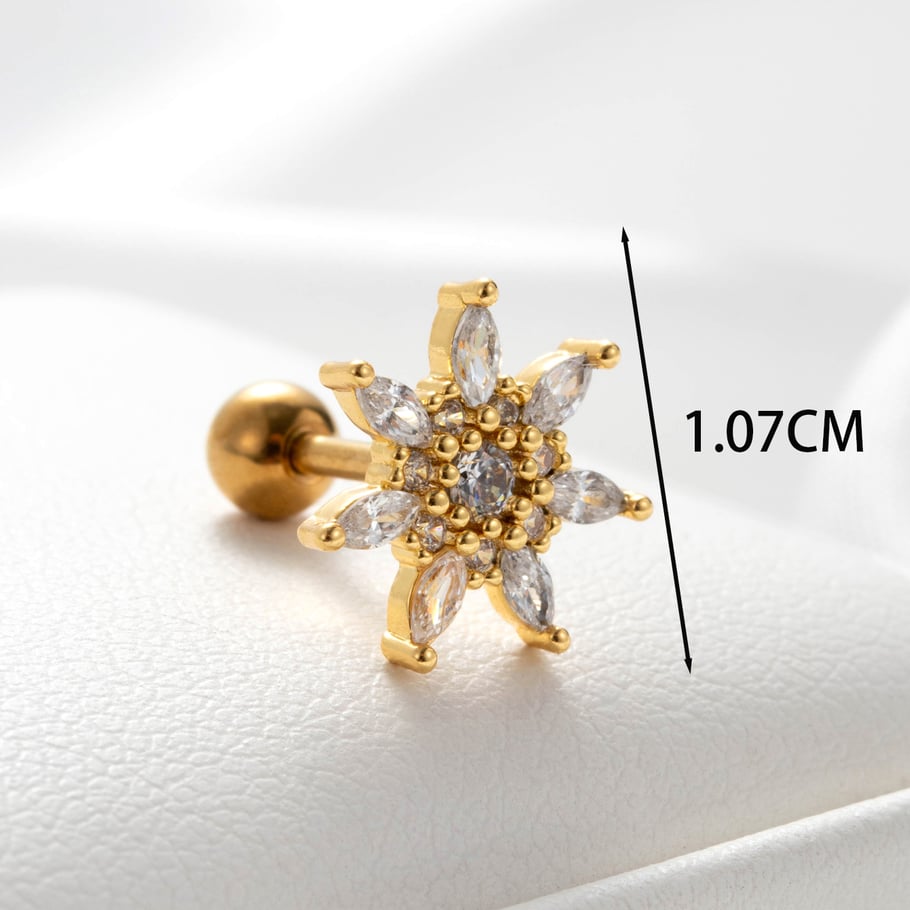 1 Paar Simple Series Klassische Blume Kupfer Kein Beschichtungsmaterial Zirkon Damen Ohrstecker Bild4