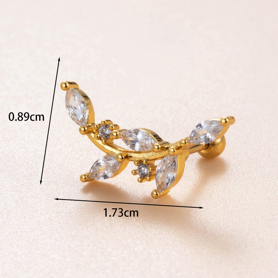 1 paar Daily Plant Copper Geen platingmateriaal Zircon Dames Oorstekers Afbeelding5
