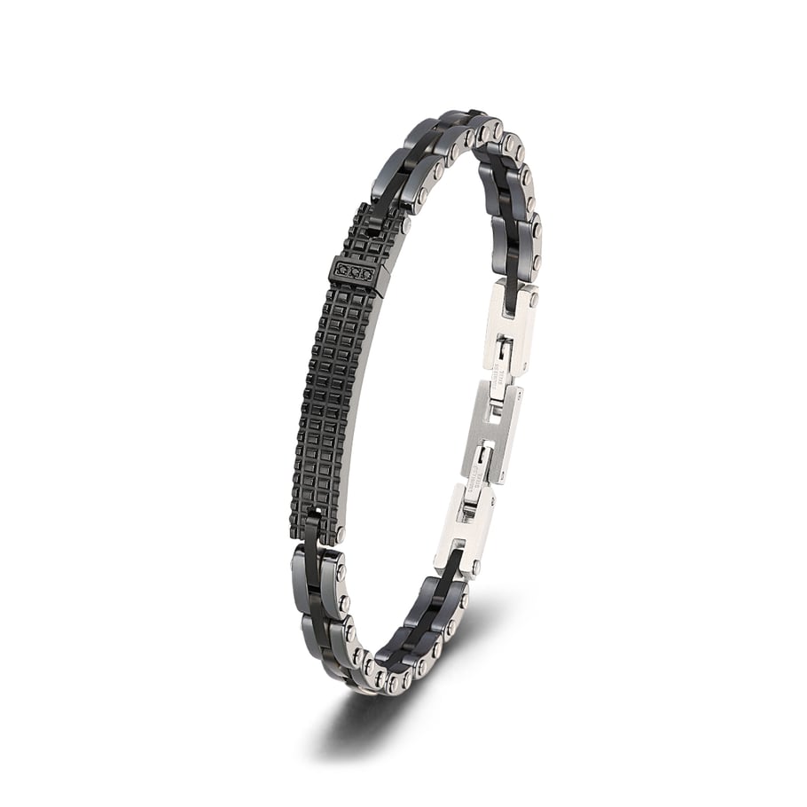 1 Paar Herrenarmbänder aus Edelstahl im Retro-Stil der Simple Series mit geometrischem Muster Bild5