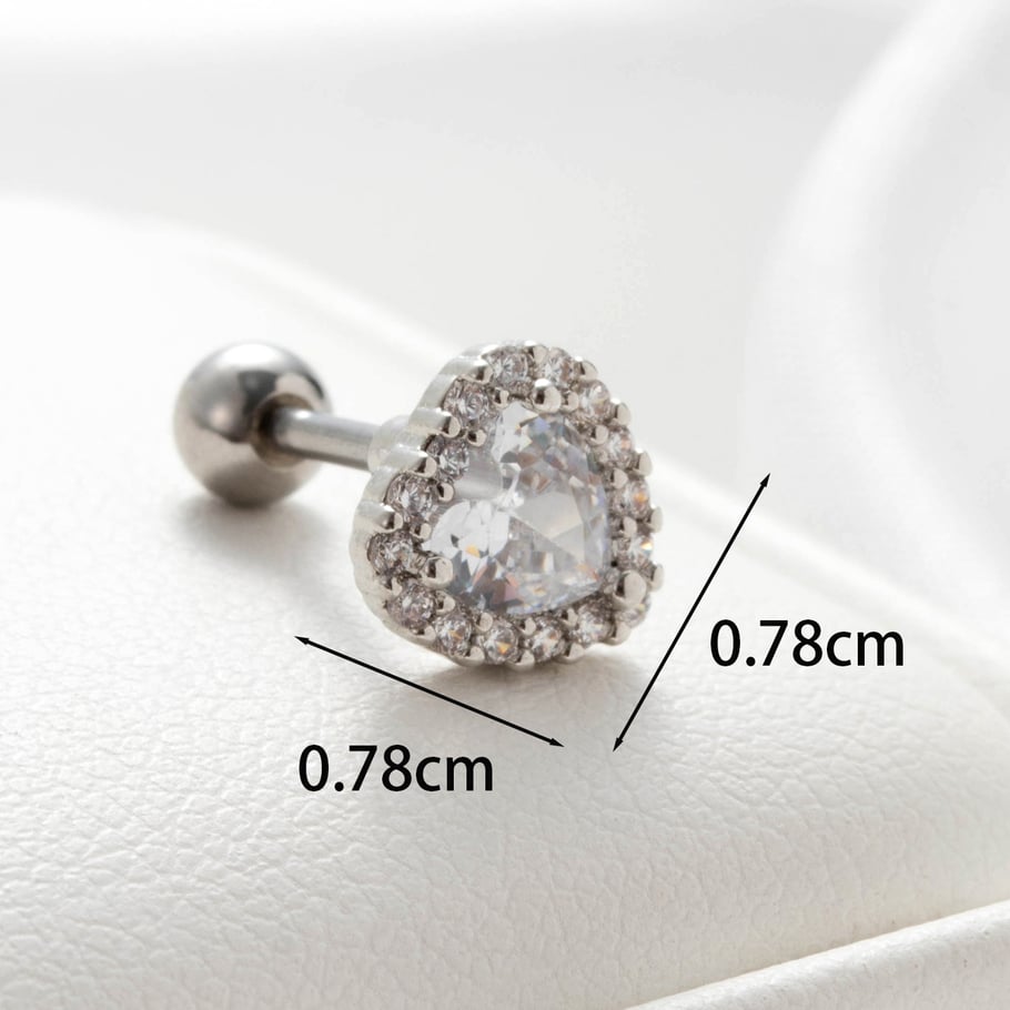 1 Pair Simple Series Simple Heart Copper No Plating Material Zircon Women Stud Earrings Picture6