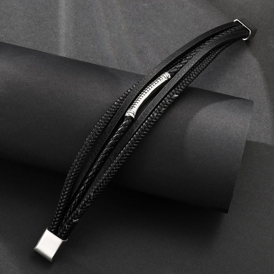 1 Paar Simple Series Retro Geometrische Lederarmbänder für Herren Bild5
