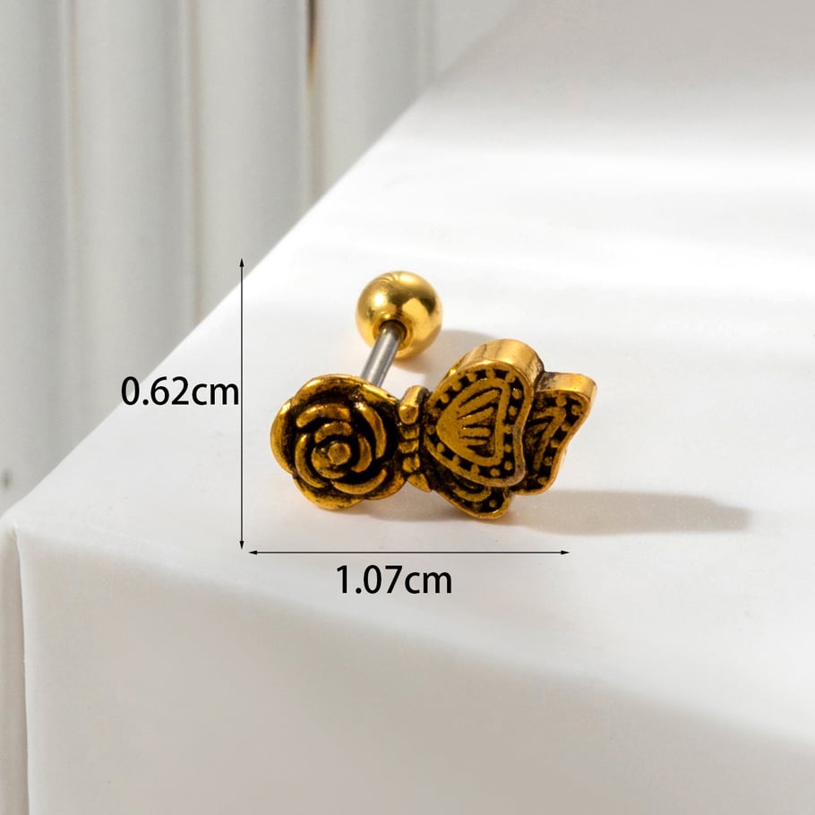 1 Pair Simple Series Classic Flower Titanium Steel No Plating Material Zircon Women Stud Earrings Picture4