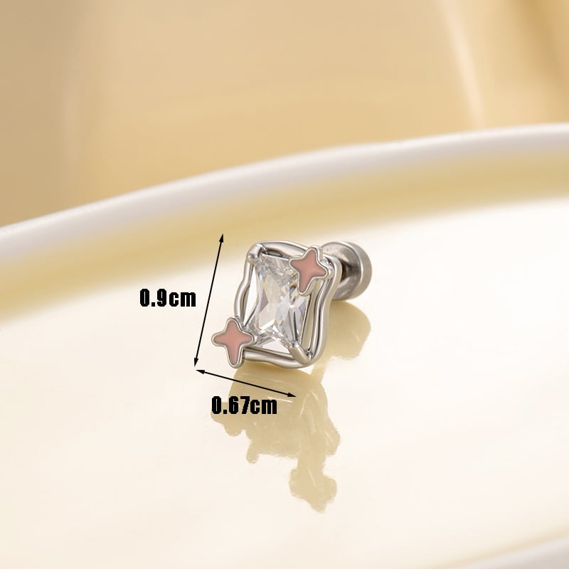 1 Pair Simple Series Classic Geometric Titanium Steel No Plating Material Zircon Women Stud Earrings Picture5