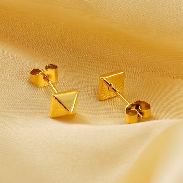 1 Pair Simple Series Simple Titanium Steel 18K Gold Plated Women Stud Earrings 2