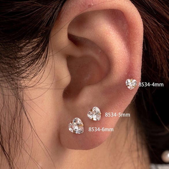 1 Pair Simple Series Simple Heart Titanium Steel No Plating Material Zircon Women Stud Earrings