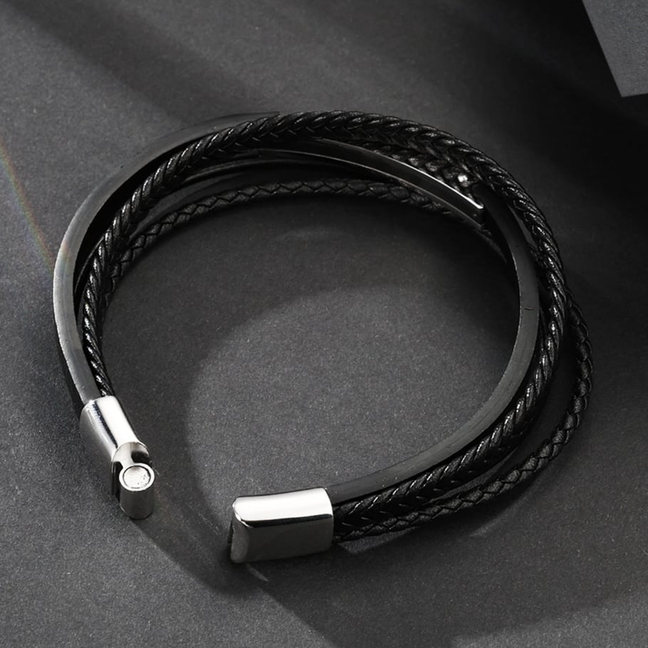 1 Paar Simple Series Retro Geometrische Lederarmbänder für Herren Bild5