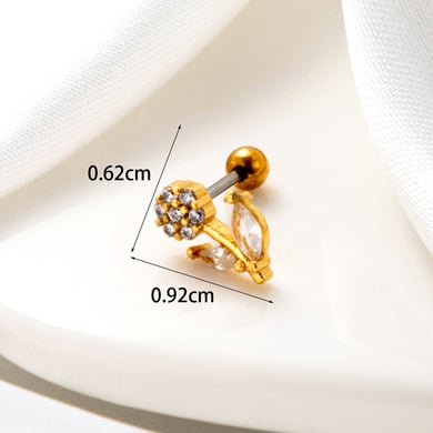 1 Pair Simple Series Classic Flower Copper No Plating Material Zircon Women Stud Earrings h5 Picture6