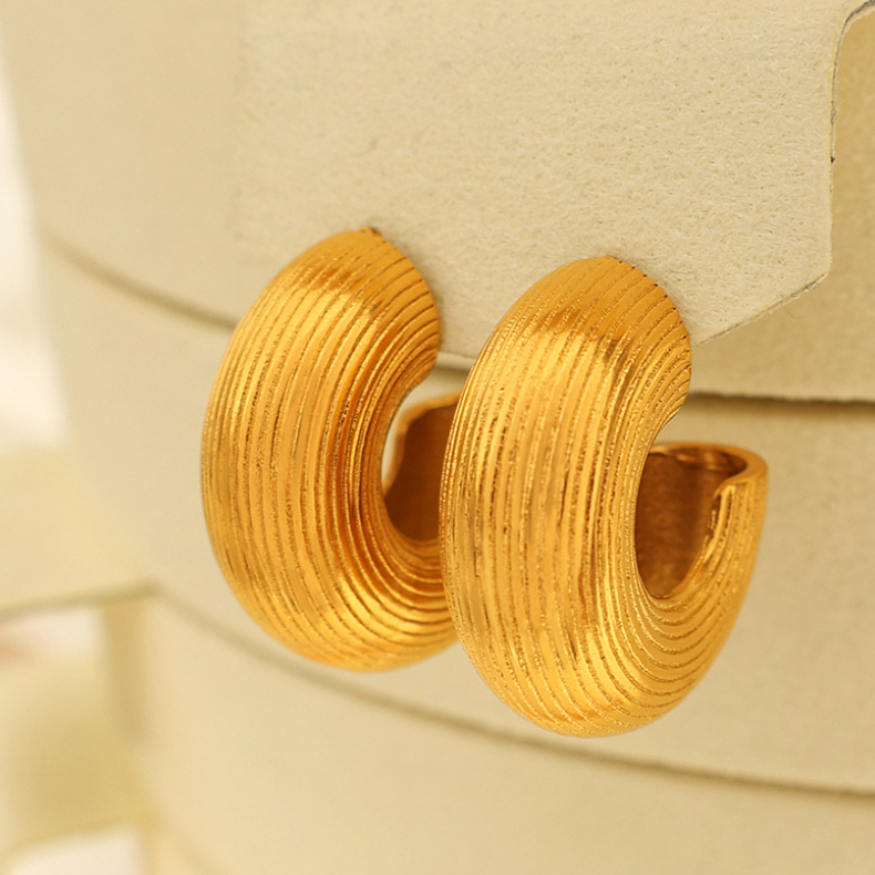 1 Pair Simple Series Simple Geometric Stainless Steel 18K Gold Plated Women Hoop Earrings Picture6