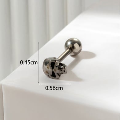 1 Paar Simple Series Klassischer Totenkopf Titanstahl Kein Beschichtungsmaterial Damen Ohrstecker h5 Bild6