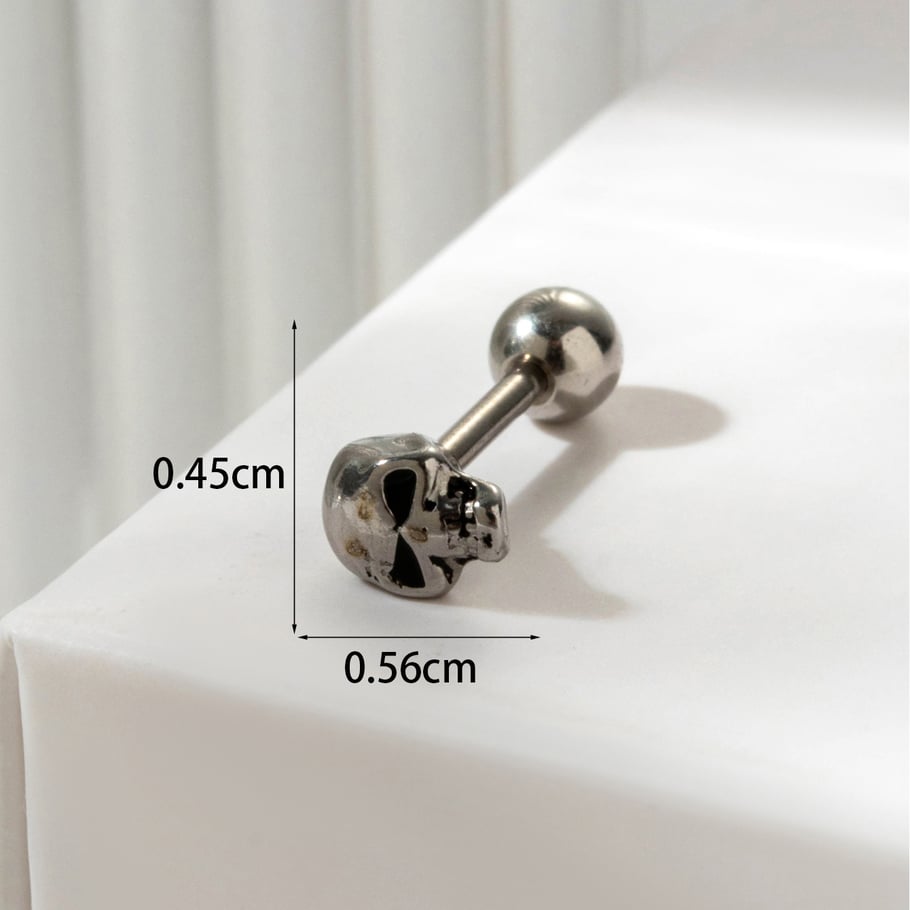 1 Paar Simple Series Klassischer Totenkopf Titanstahl Kein Beschichtungsmaterial Damen Ohrstecker Bild6