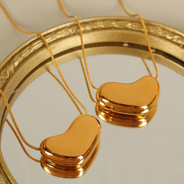 1 Piece Simple Series Simple Heart Stainless Steel 18K Gold Plated Women Pendant Necklaces Picture3