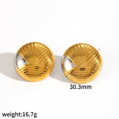 1 Pair Simple Series Casual Geometric Stainless Steel 18K Gold Plated Women Stud Earrings h5 Picture6