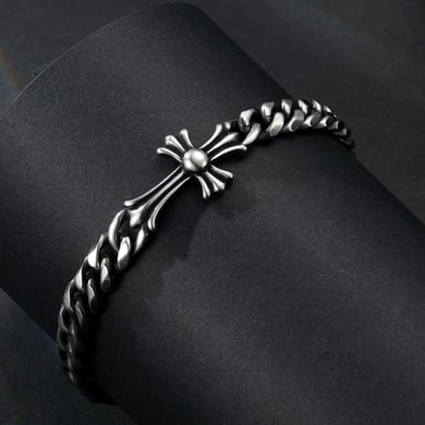1 Paar Simple Series Punk Cross Edelstahl Herrenarmbänder h5 Bild4