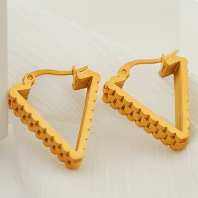1 Pair Simple Series Simple Geometric Stainless Steel 18K Gold Plated Women Hoop Earrings h5 Picture8
