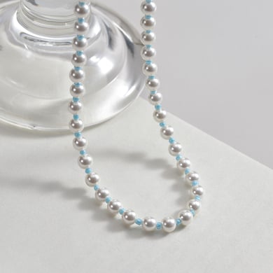 Collier élégant en acier titane plaqué or 14 carats pour femme, série classique, perles artificielles, multicouches h5 Image3