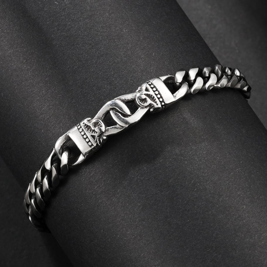 1 Paar Herrenarmbänder aus Edelstahl im Retro-Stil der Simple Series mit geometrischem Muster Bild4