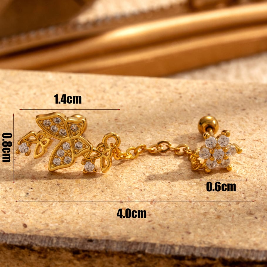 1 Piece Simple Series Classic Flower Copper No Plating Material Zircon Women Stud Earrings h5Picture4