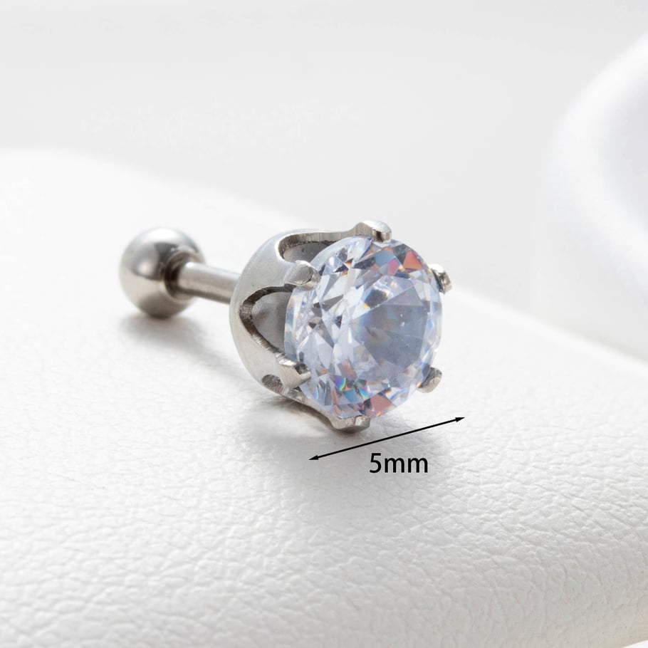 1 Pair Simple Series Simple Geometric Titanium Steel No Plating Material Zircon Women Stud Earrings Picture5