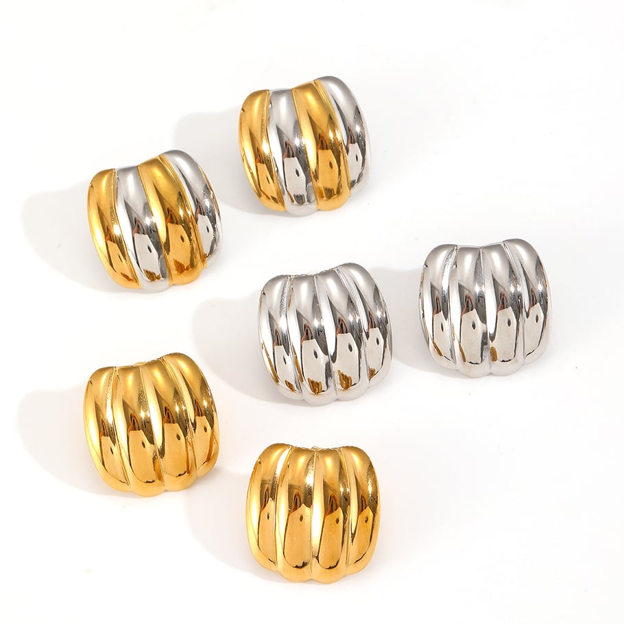 1 Pair Simple Series Simple Geometric Stainless Steel 18K Gold Plated Women Stud Earrings Picture5