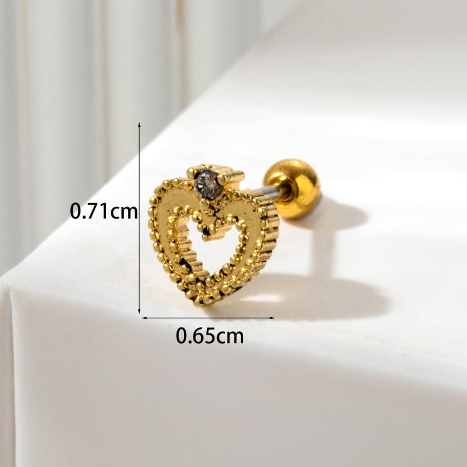 1 Paar Simple Series Klassische Herz Titan Stahl Kein Beschichtungsmaterial Zirkon Damen Ohrstecker Bild5