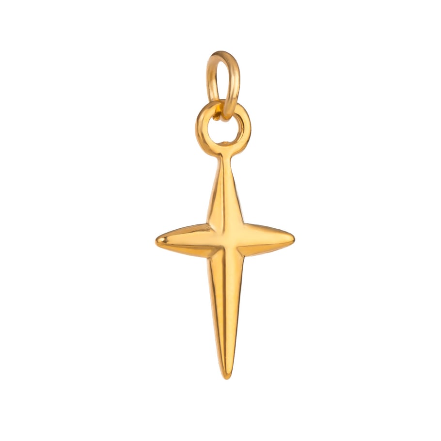 1 Paar Simple Series Europa und Amerika Kreuz Edelstahl 18 Karat vergoldet Damen Anhänger Bild7