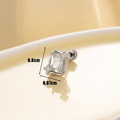 1 Pair Simple Series Classic Geometric Titanium Steel No Plating Material Zircon Women Stud Earrings h5 Picture3