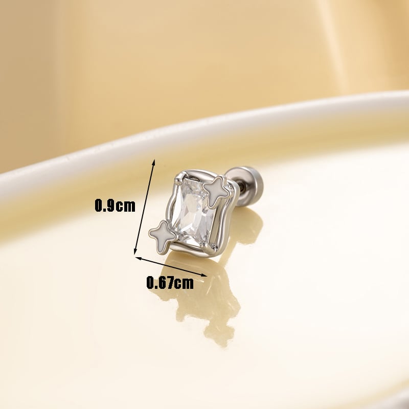 1 Pair Simple Series Classic Geometric Titanium Steel No Plating Material Zircon Women Stud Earrings Picture3