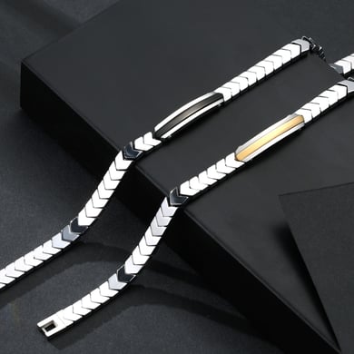 1 Paar einfache geometrische Edelstahl-Herrenarmbänder der Simple-Serie h5 Bild5