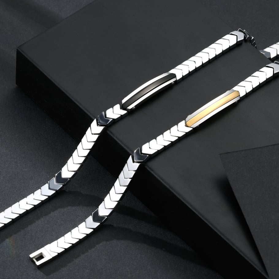 1 Paar einfache geometrische Edelstahl-Herrenarmbänder der Simple-Serie Bild5