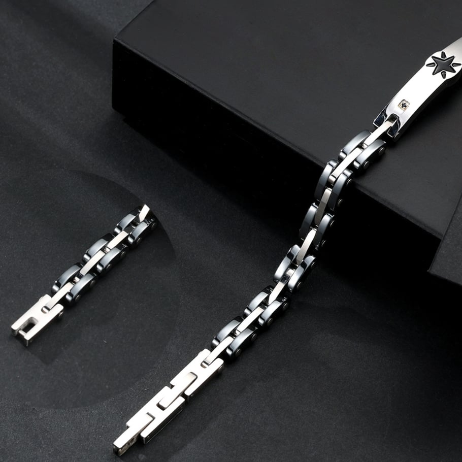 1 Paar einfache geometrische Edelstahl-Herrenarmbänder der Simple-Serie Bild5