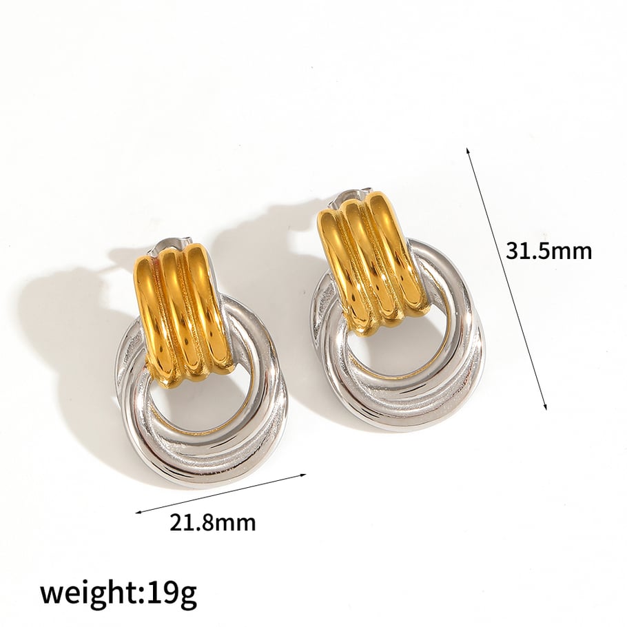 1 Pair Simple Series Daily Stainless Steel 18K Gold Plated Women Stud Earrings Picture6