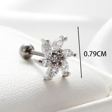 1 Paar Simple Series Klassische Blume Kupfer Kein Beschichtungsmaterial Zirkon Damen Ohrstecker h5 Bild5