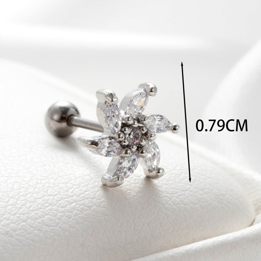 1 Paar Simple Series Klassische Blume Kupfer Kein Beschichtungsmaterial Zirkon Damen Ohrstecker Bild5