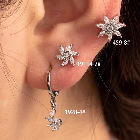 1 Pair Simple Series Classic Flower Copper No Plating Material Zircon Women Stud Earrings 2