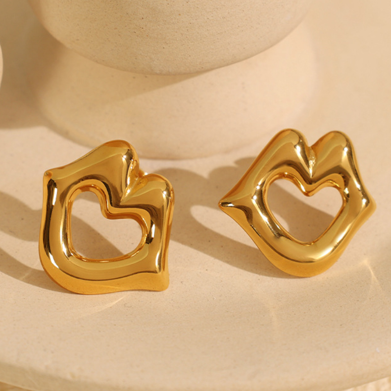 1 Pair Simple Series Simple Geometric Stainless Steel 18K Gold Plated Women Stud Earrings Picture6