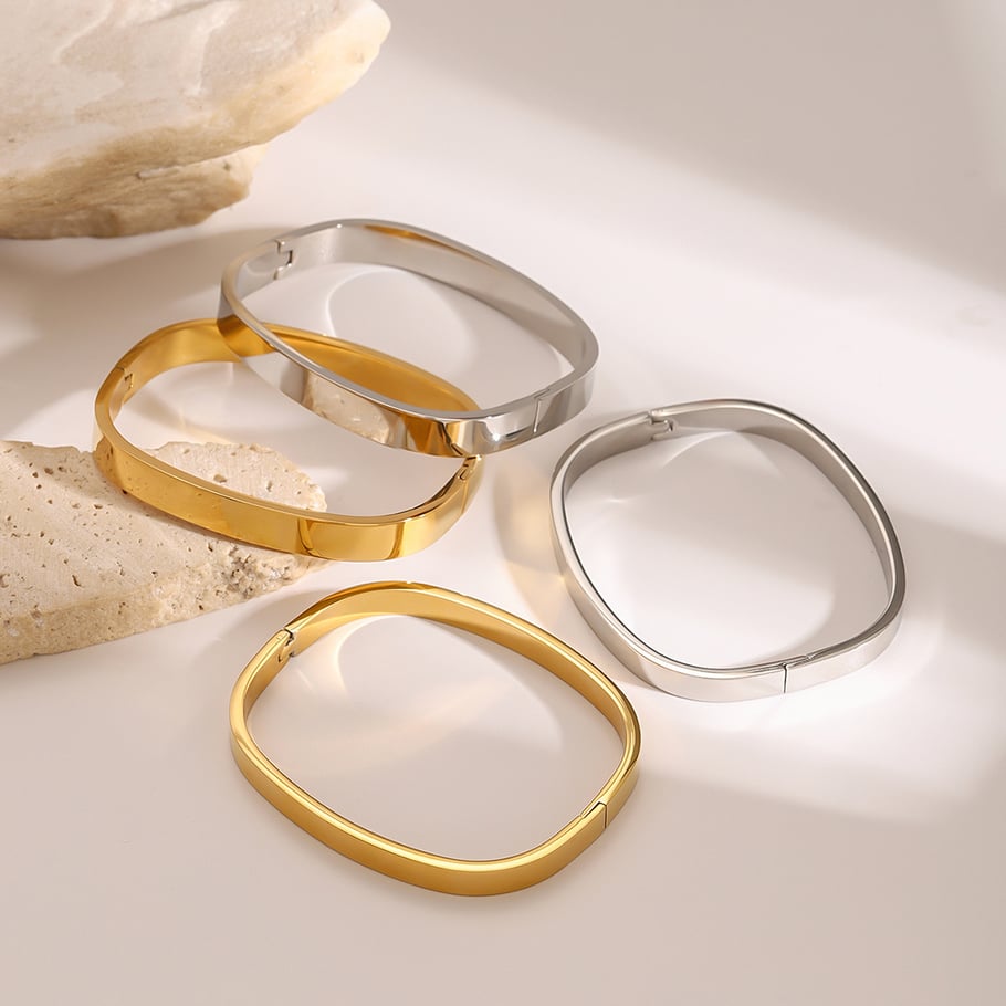 1 Piece Simple Series Classic Geometric Stainless Steel 18K Gold Plated Women Bangles Picture5