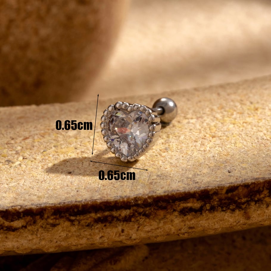 1 Pair Simple Series Classic Heart Titanium Steel No Plating Material Zircon Women Stud Earrings Picture6