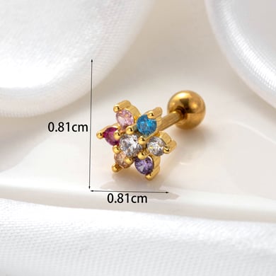 1 Pair Simple Series Simple Flower Copper No Plating Material Zircon Women Stud Earrings h5 Picture5
