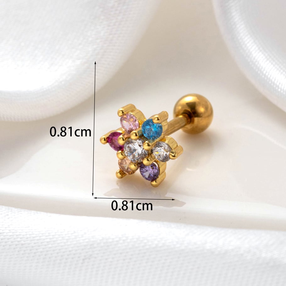 1 Pair Simple Series Simple Flower Copper No Plating Material Zircon Women Stud Earrings Picture5