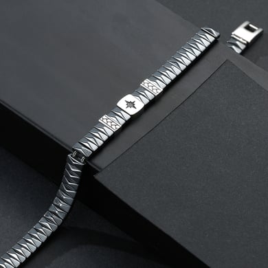 1 Paar einfache geometrische Edelstahl-Herrenarmbänder der Simple-Serie h5 Bild4