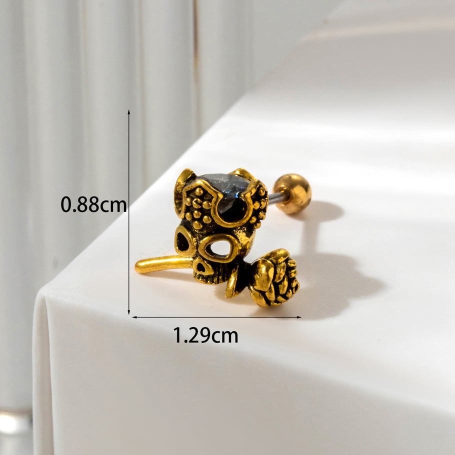 1 Pair Simple Series Classic Flower Titanium Steel No Plating Material Zircon Women Stud Earrings Picture6
