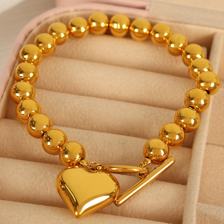 1 Piece Simple Series Simple Heart Stainless Steel 18K Gold Plated Women Charm Bracelets Picture5