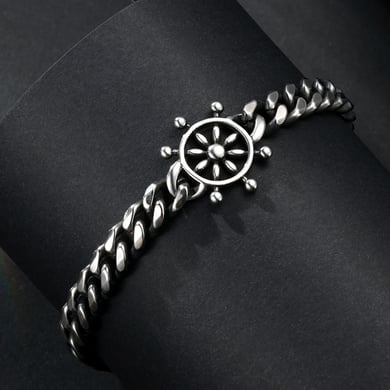 1 Paar einfache Serie lässige geometrische Edelstahl-Herrenarmbänder h5 Bild4