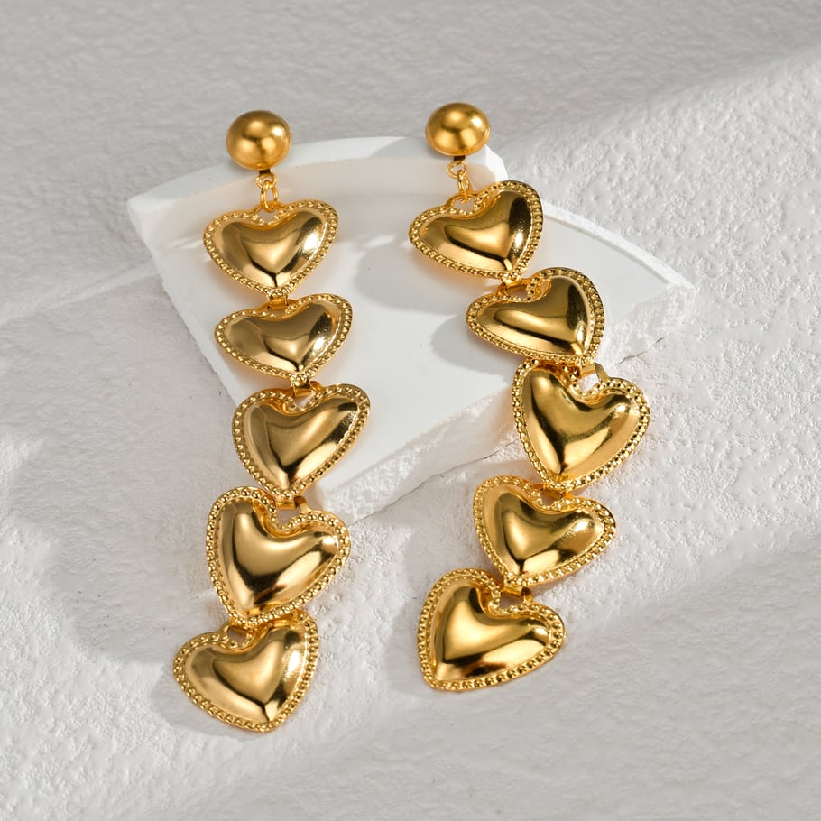 1 paire de boucles d&#39;oreilles pendantes rétro en acier inoxydable plaqué or 18 carats pour femme, série Simple Image3