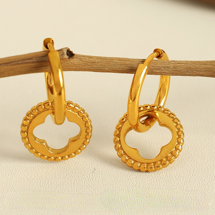 1 Paar Simple Series Simple Heart Edelstahl 18 Karat vergoldete Damen-Tropfenohrringe Bild6