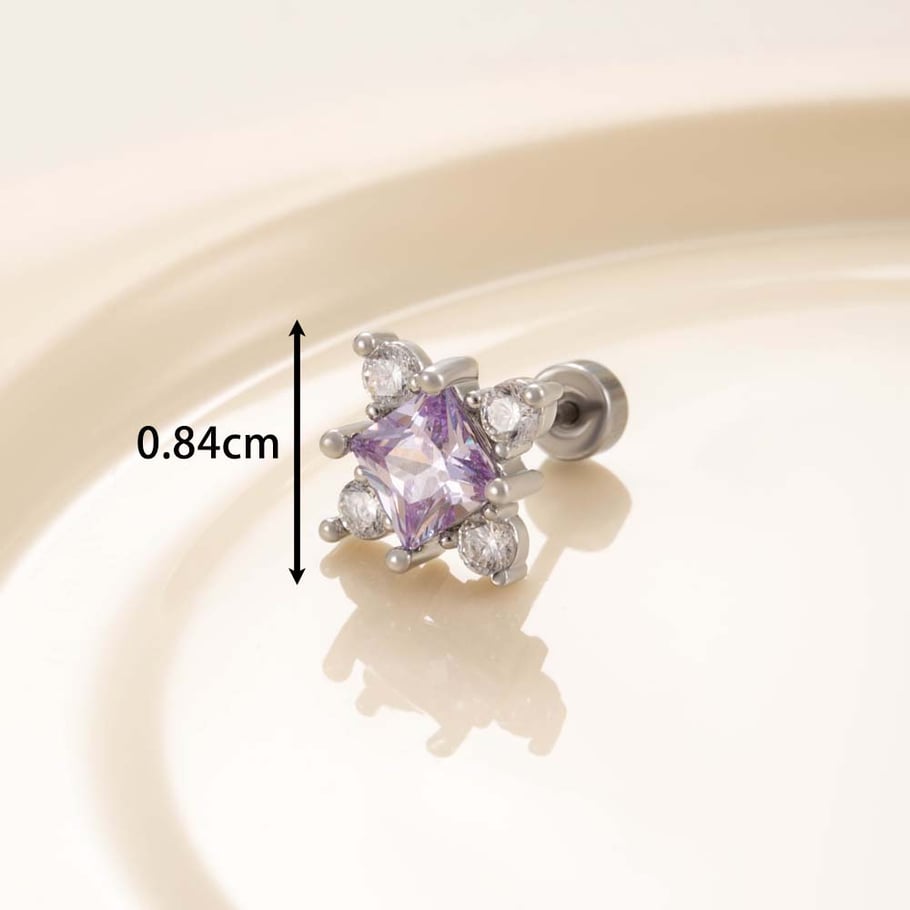 1 Pair Simple Series Simple Geometric Titanium Steel No Plating Material Zircon Women Stud Earrings Picture5