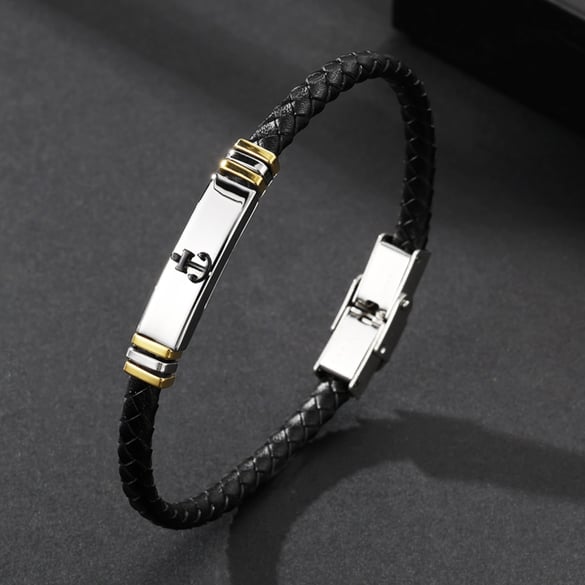 1 paio di bracciali da uomo in acciaio inossidabile con motivo geometrico retrò, serie semplice