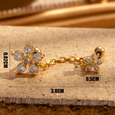 1 Pair Simple Series Classic Flower Copper No Plating Material Zircon Women Stud Earrings h5 Picture4